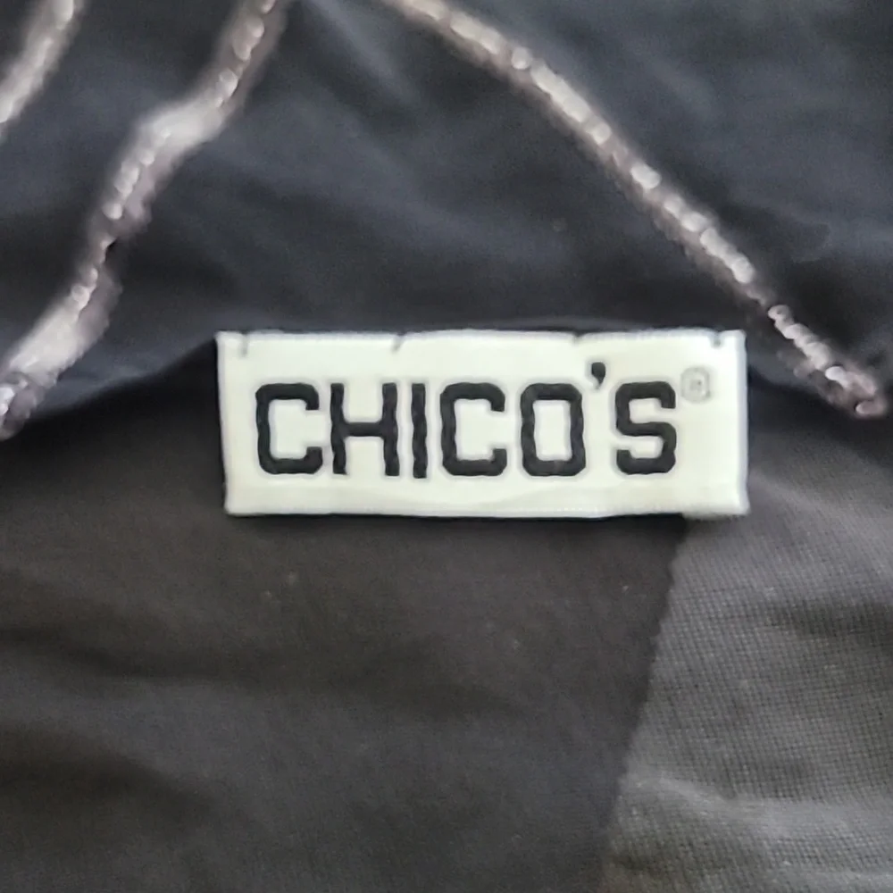 Chico's Vintage Velvet Embellished Metallic Black and Brown Hues Sheer Scarf